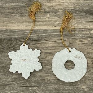 Vintage Christmas Ornaments Avon 1980 & 83 Christmas Remembrance Ceramic Wreaths